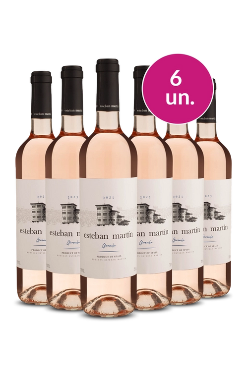 6 garrafas de vinho rosé Esteban Martín Granada, produto da Espanha, em pacote promocional