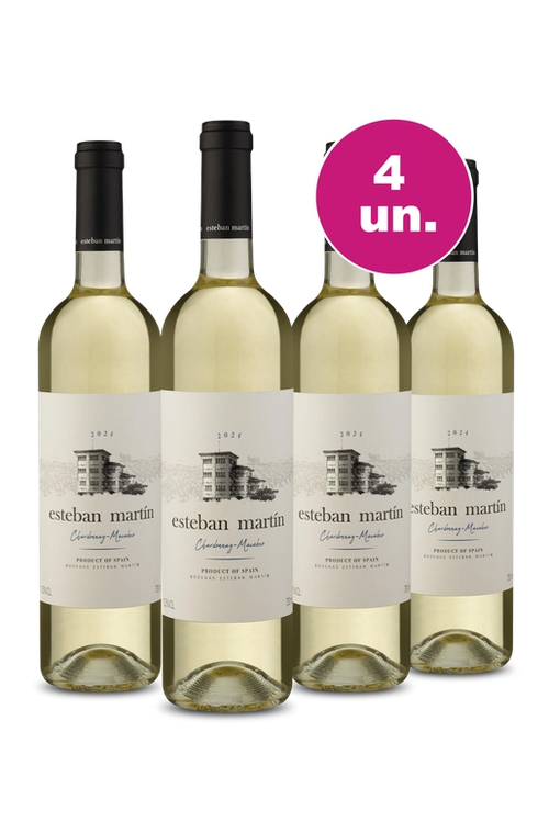 4 garrafas de vinho branco Esteban Martín Chardonnay-Monastrell, produto da Espanha, 2024
