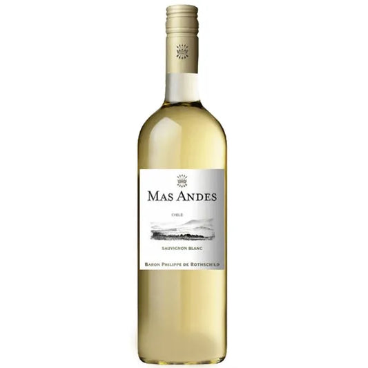 Garrafa de vinho branco Mas Andes Sauvignon Blanc do Chile, elegante e refrescante